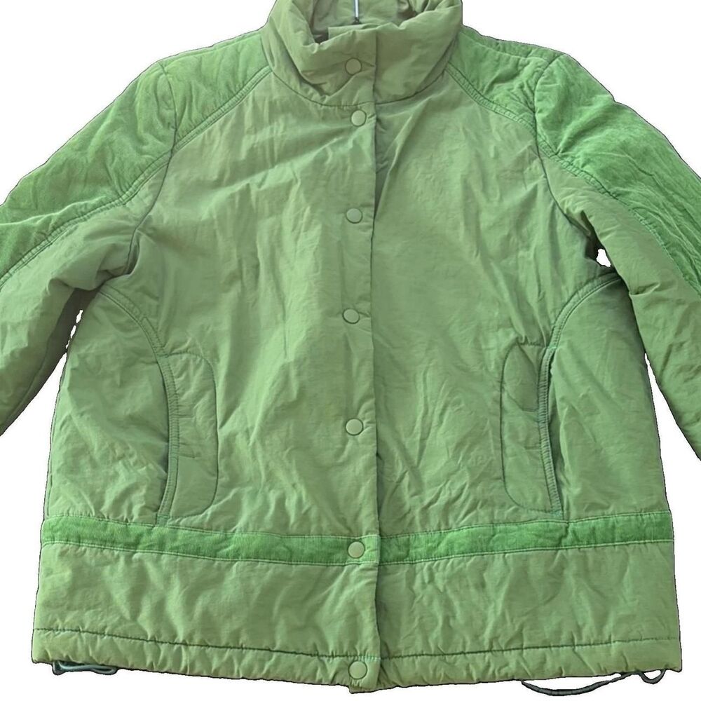 Womens Green Snap Collared Mid-Length Jacket Retro Asian Heritage Petite Large